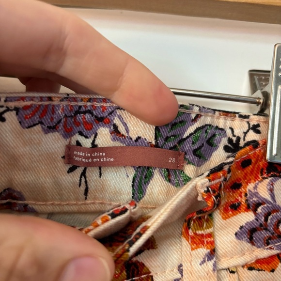 Anthropologie Pilcro The Cigarette Slim Straight Floral Jeans size 28 Boho Fall - Picture 8 of 11